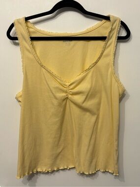 Old Navy Yellow Ruched V-Neck Tank Top